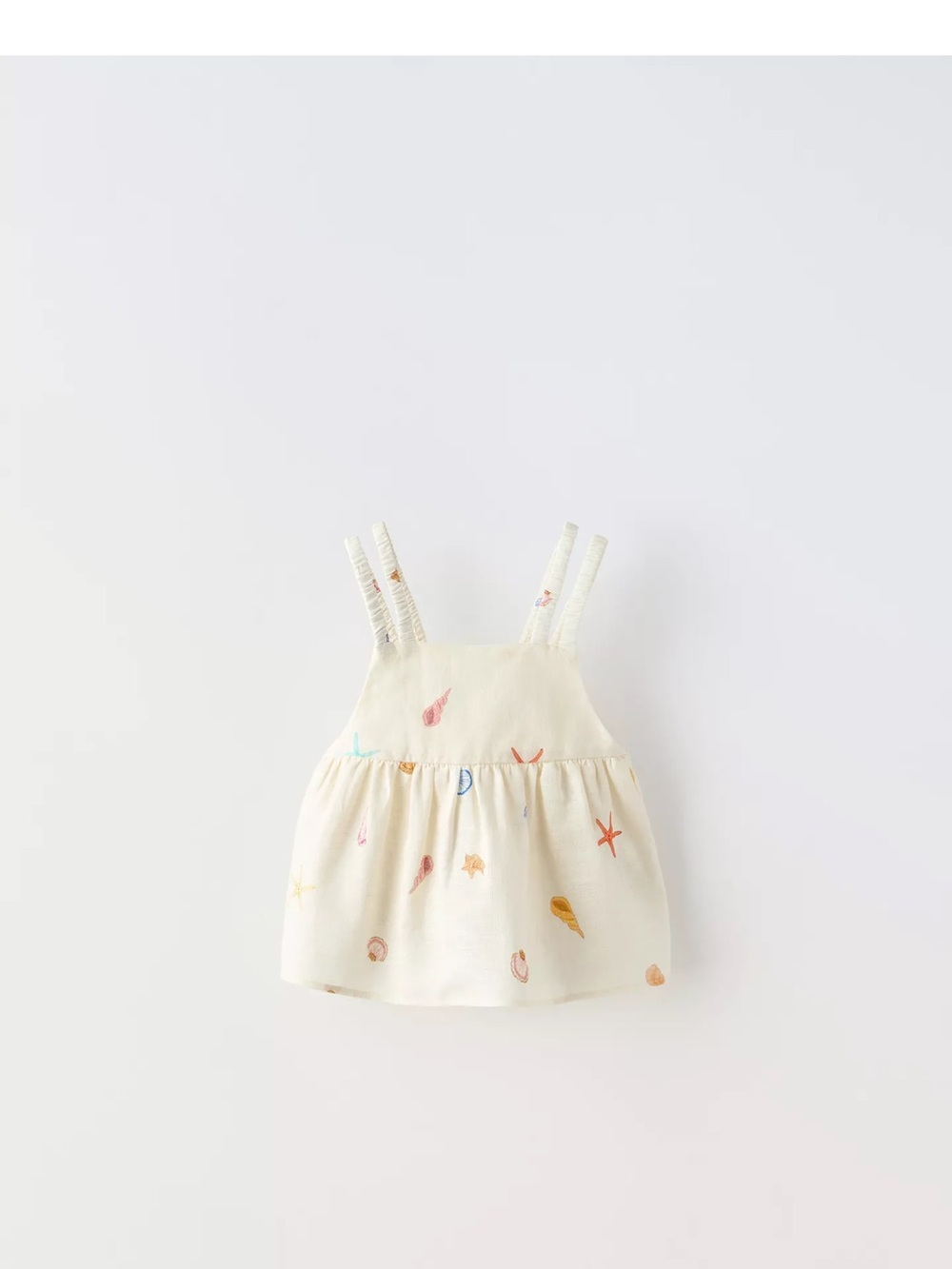 Zara linen Girls Beige Seashell-Print Tank & Shorts Set